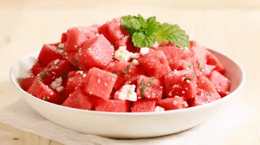 Mint Feta and watermelon salad is one of my favorite snacks or sometimes use as an appetizer also.