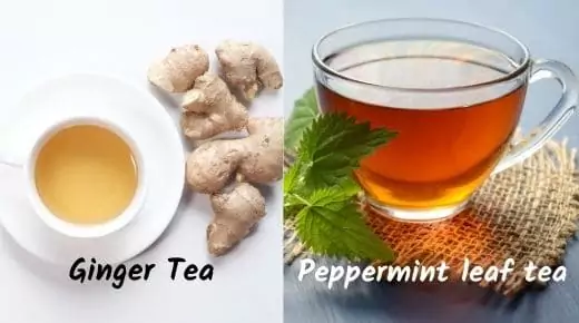 ginger tea and peppermint teas for headaches and migraines.